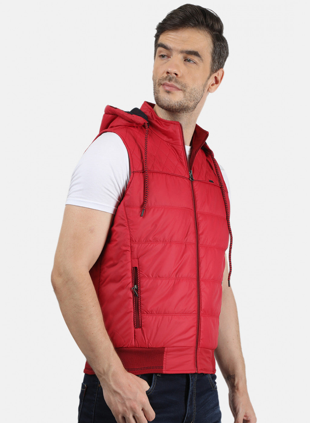 Men Red Plain Jacket