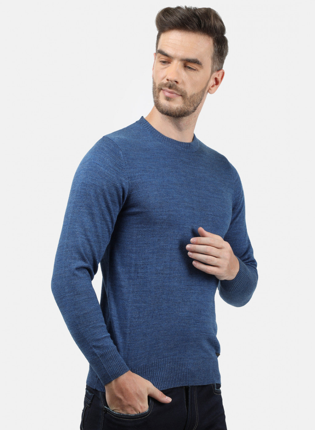 Men Blue Solid Pullover