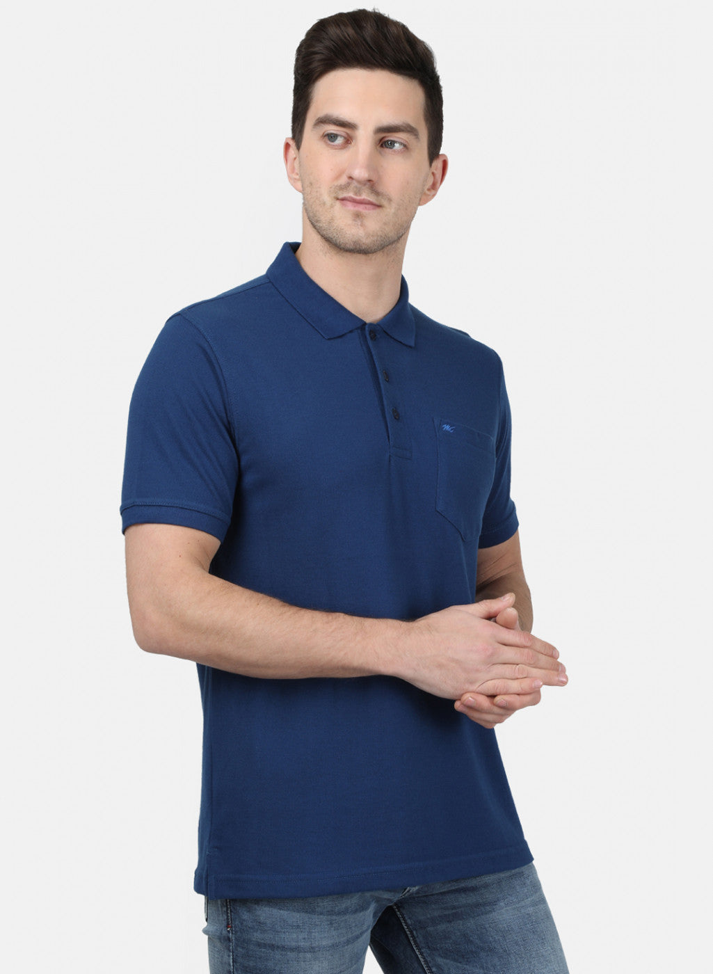 Mens Blue Plain T-Shirt