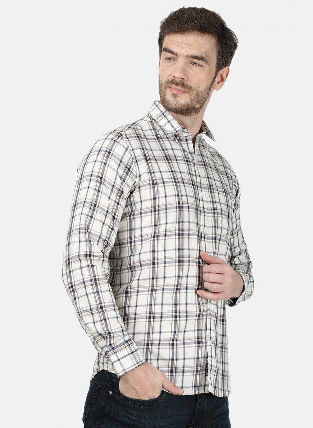 Mens Beige Check Shirt