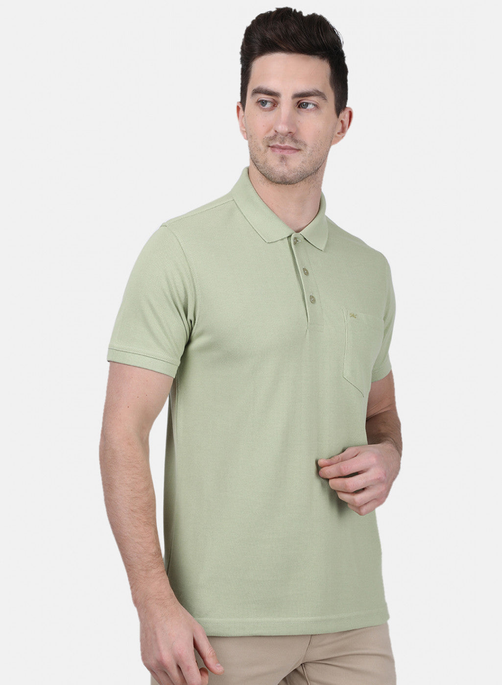 Mens Green Plain T-Shirt