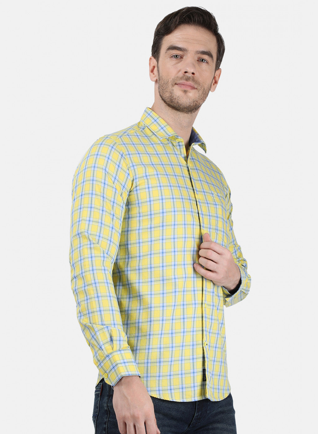 Mens Yellow Check Shirt