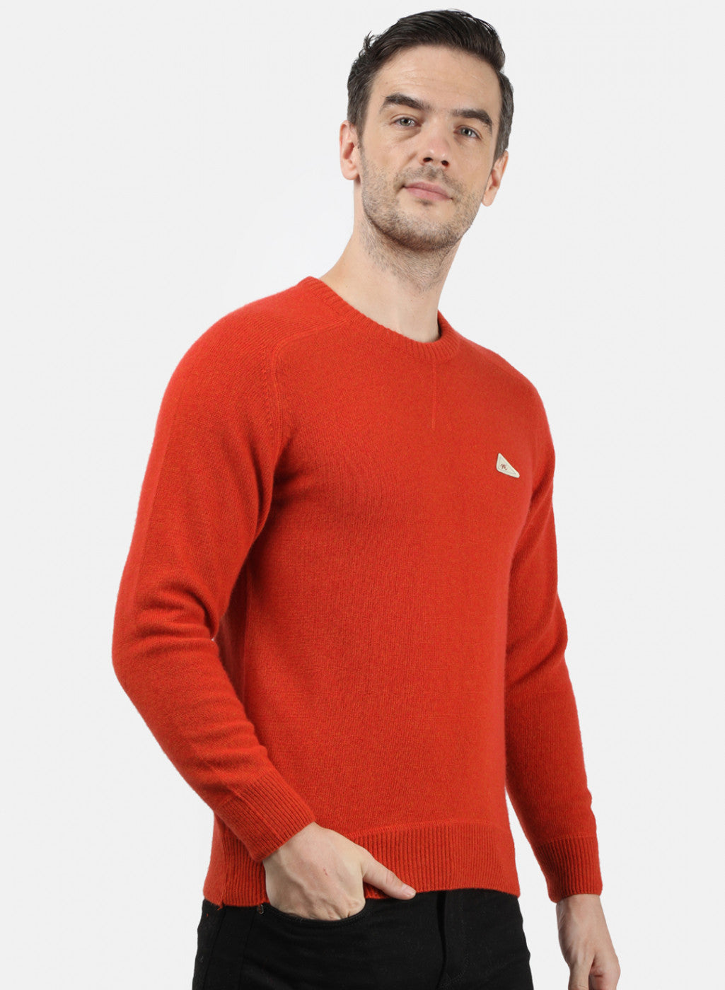 Men Orange Solid Pullover