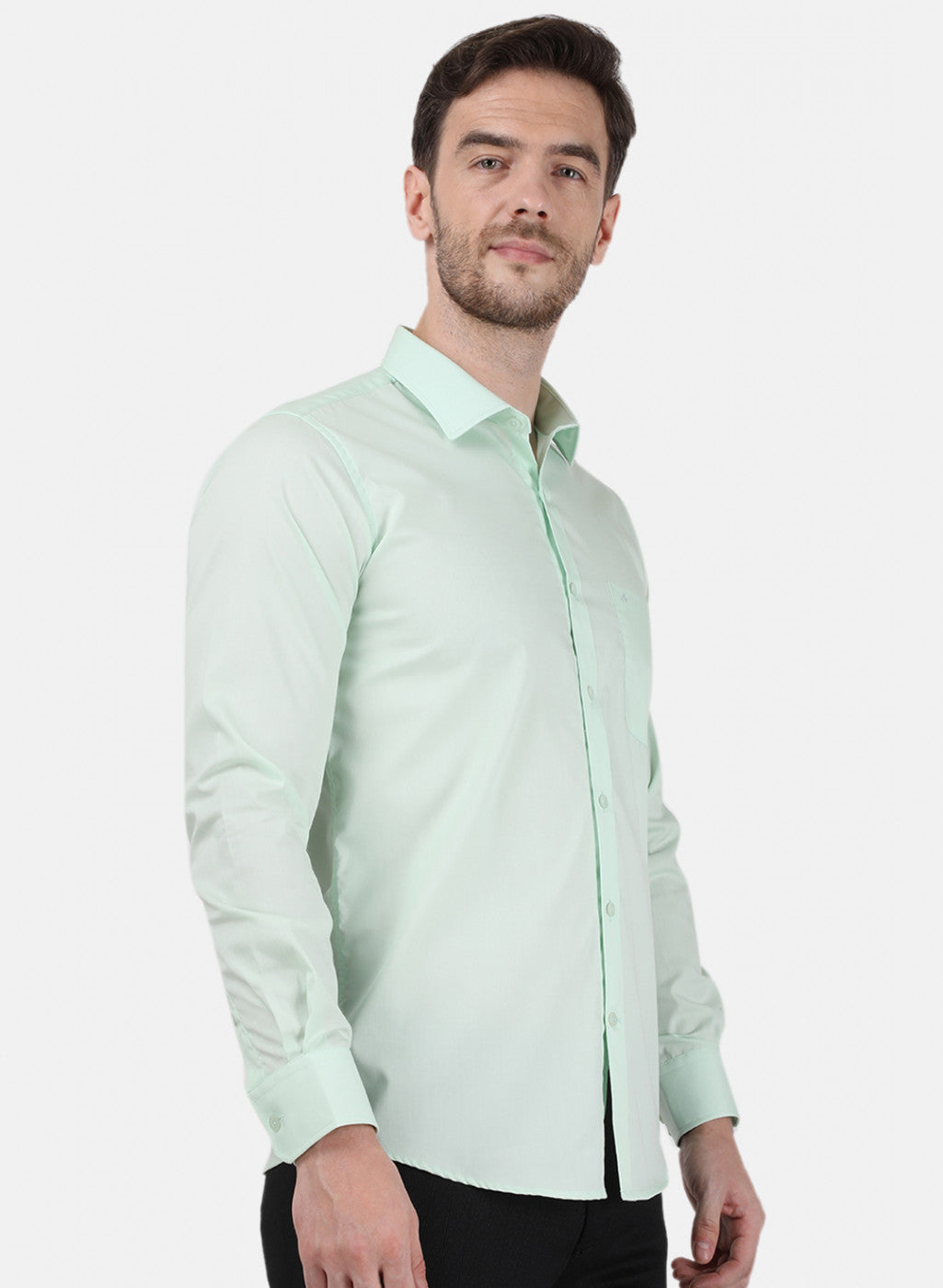 Mens Green Solid Shirts