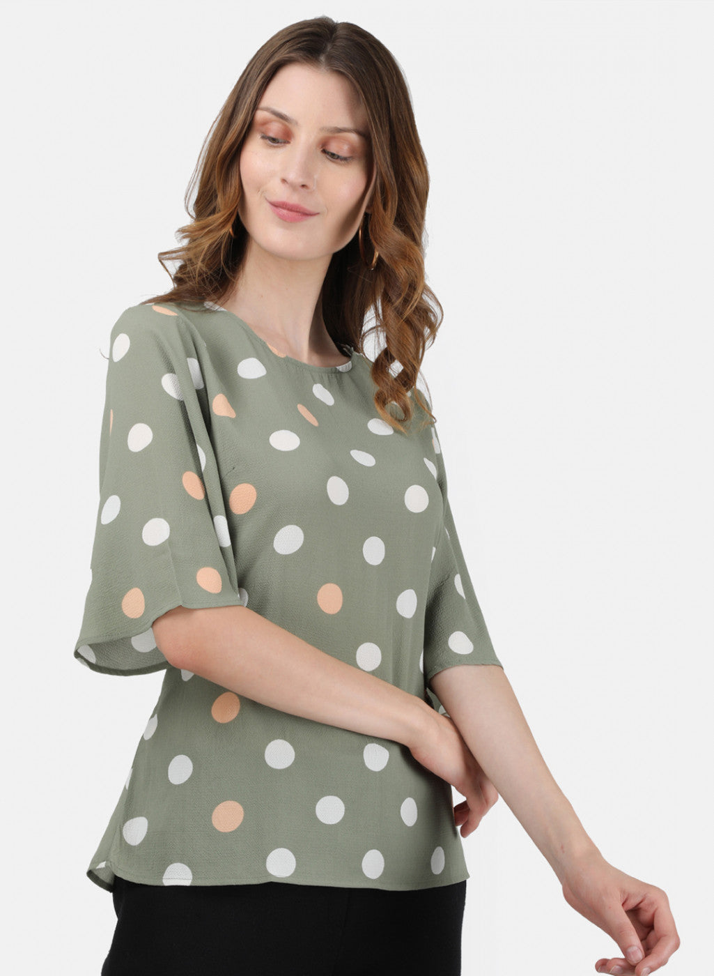 Womens Light Green Printed Top