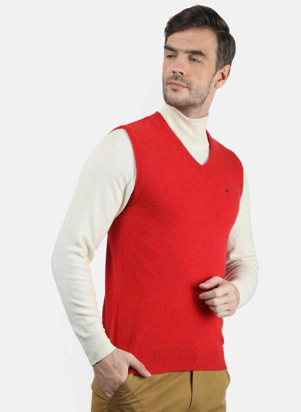 Men Red Solid Sweater