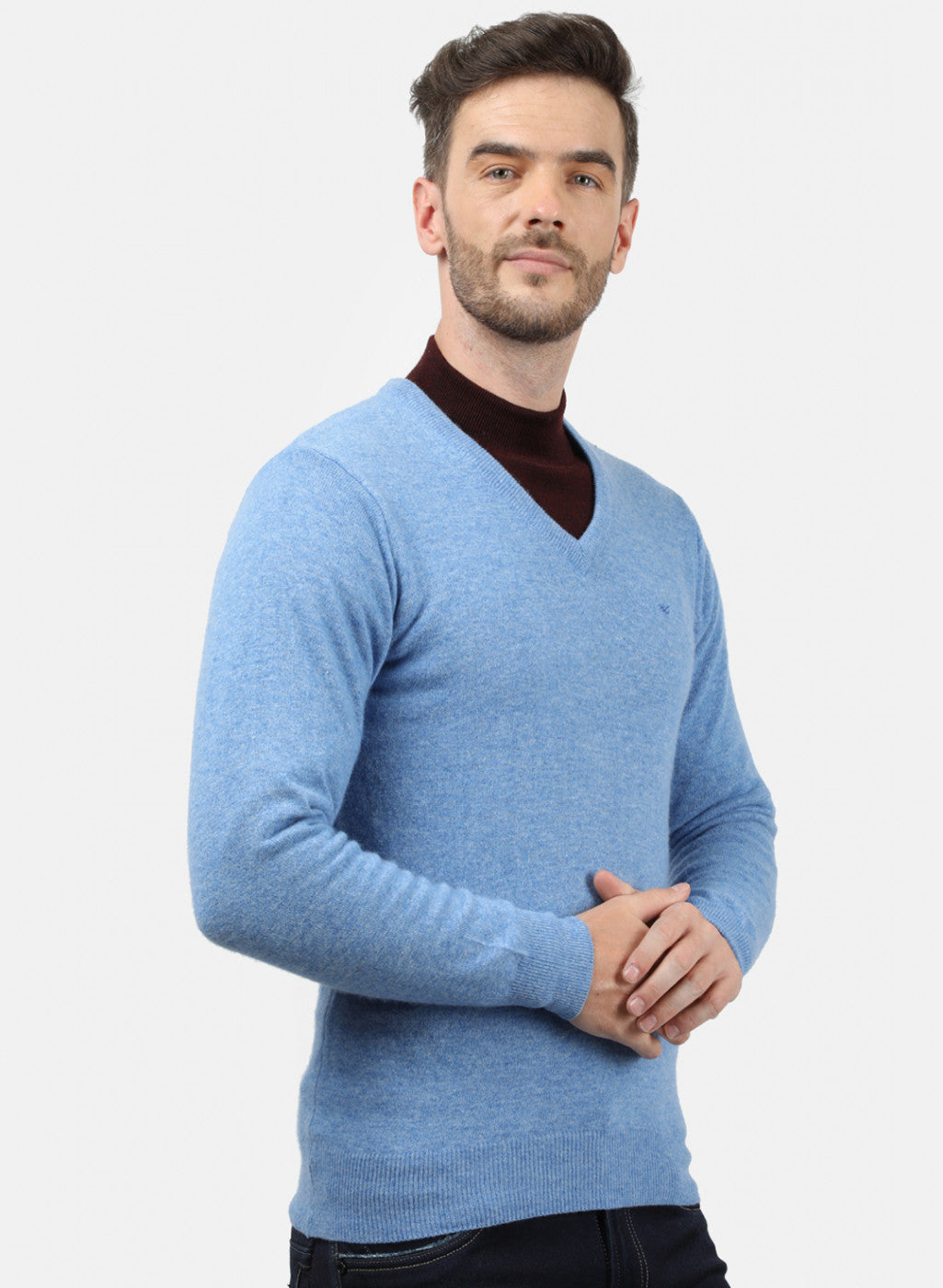 Men Blue Solid Pullover