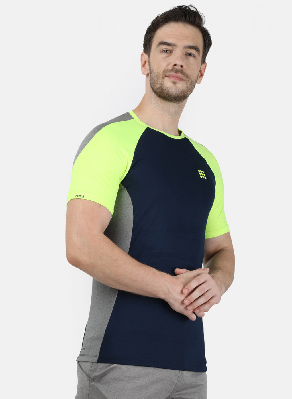 Rock.it Men Navy Blue Plain T-Shirt