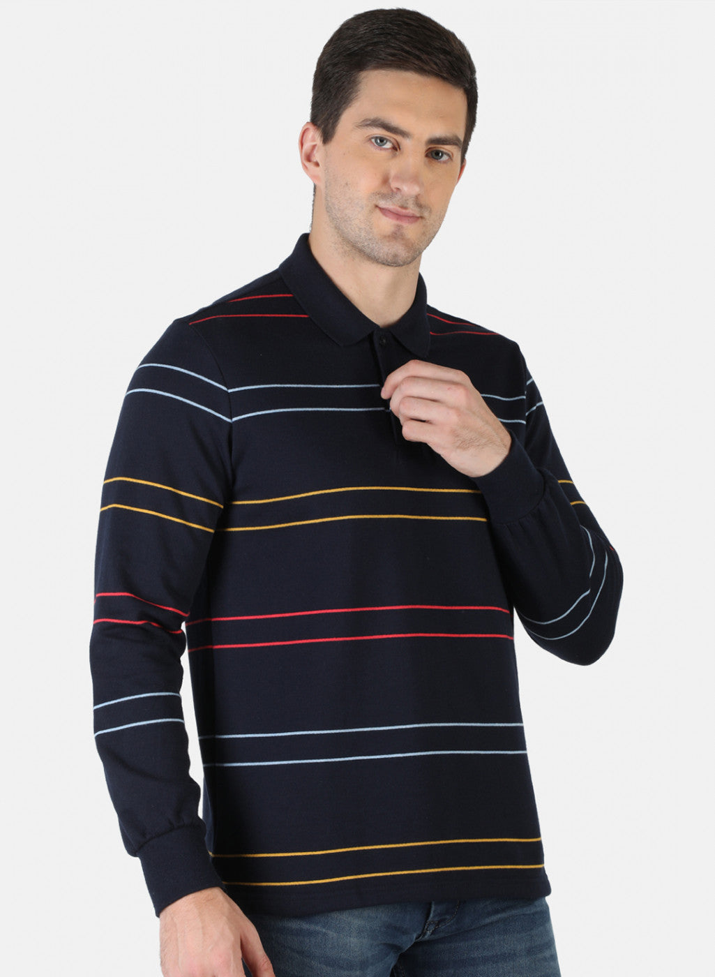 Men NAvy Blue Stripe T-Shirt