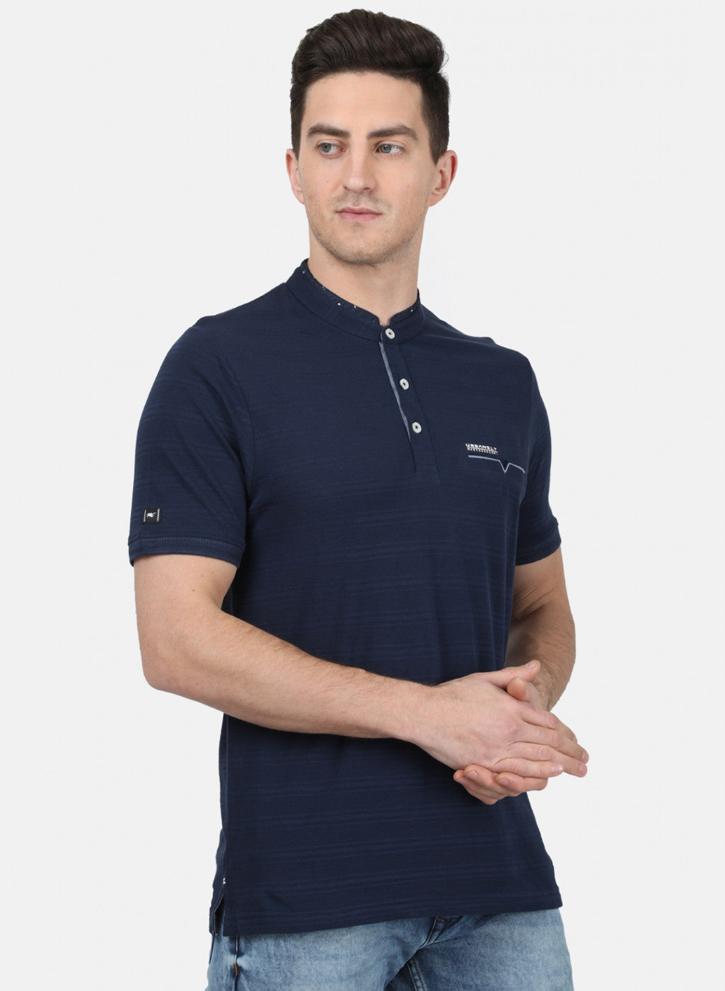 Mens Blue Jaquard T-Shirt