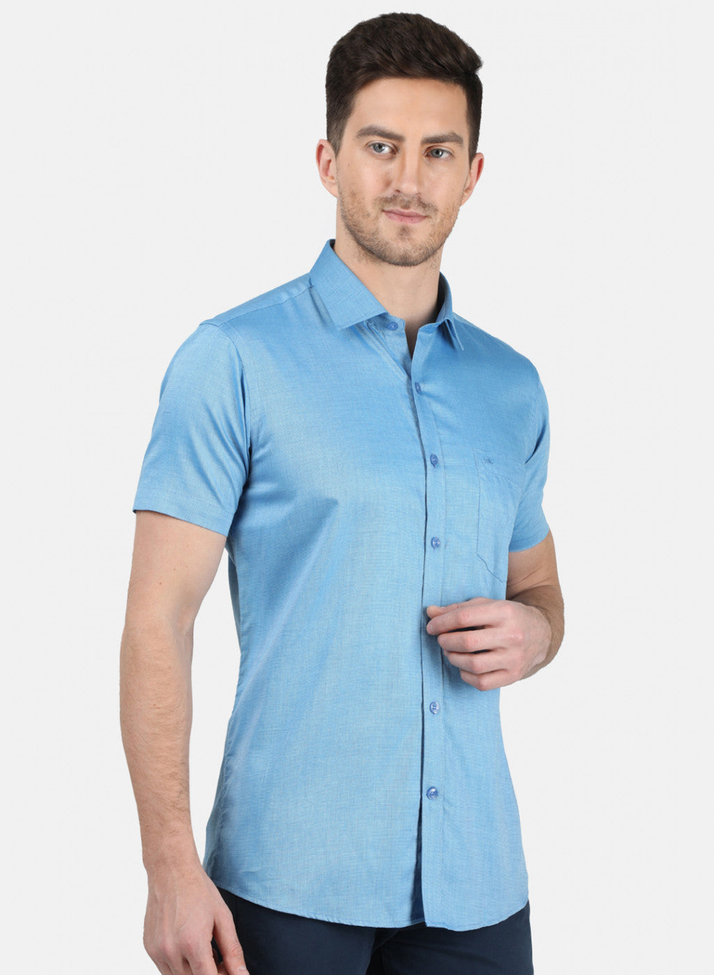 Mens Blue Printed Shirt