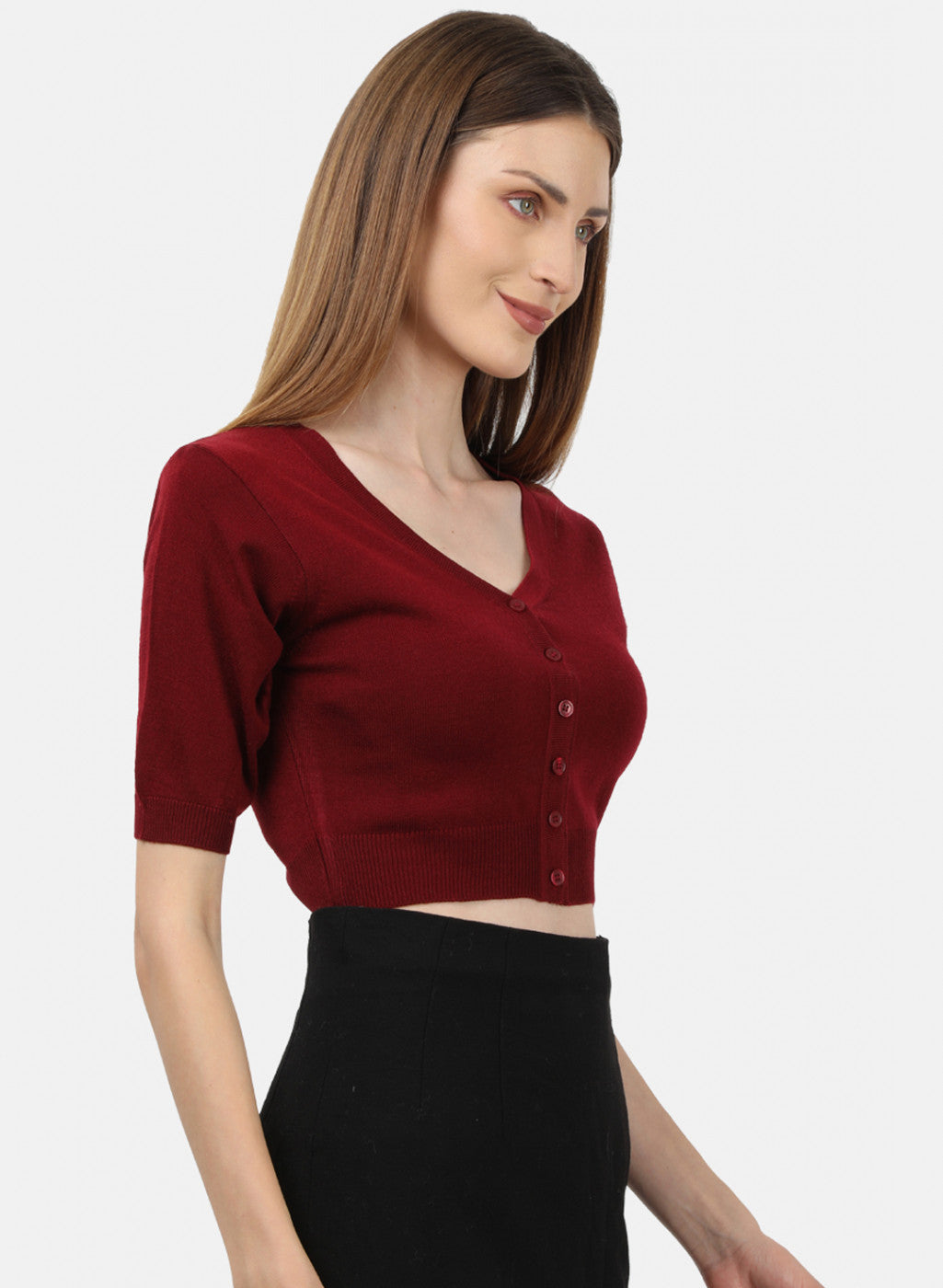 Women Maroon Solid Blouse
