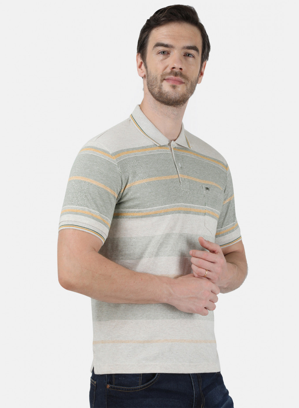 Mens Beige Stripe T-Shirt