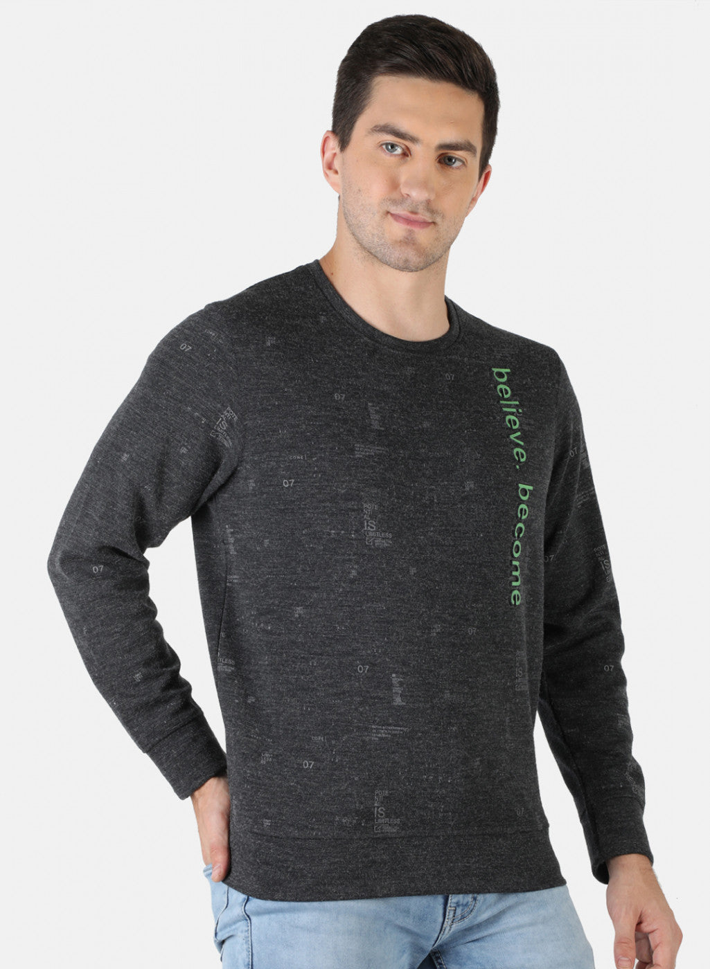 Men Grey Printed Sweatshirt