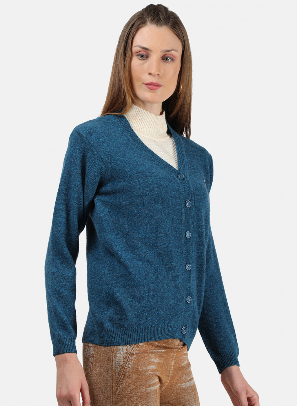 Women Blue Solid Cardigan
