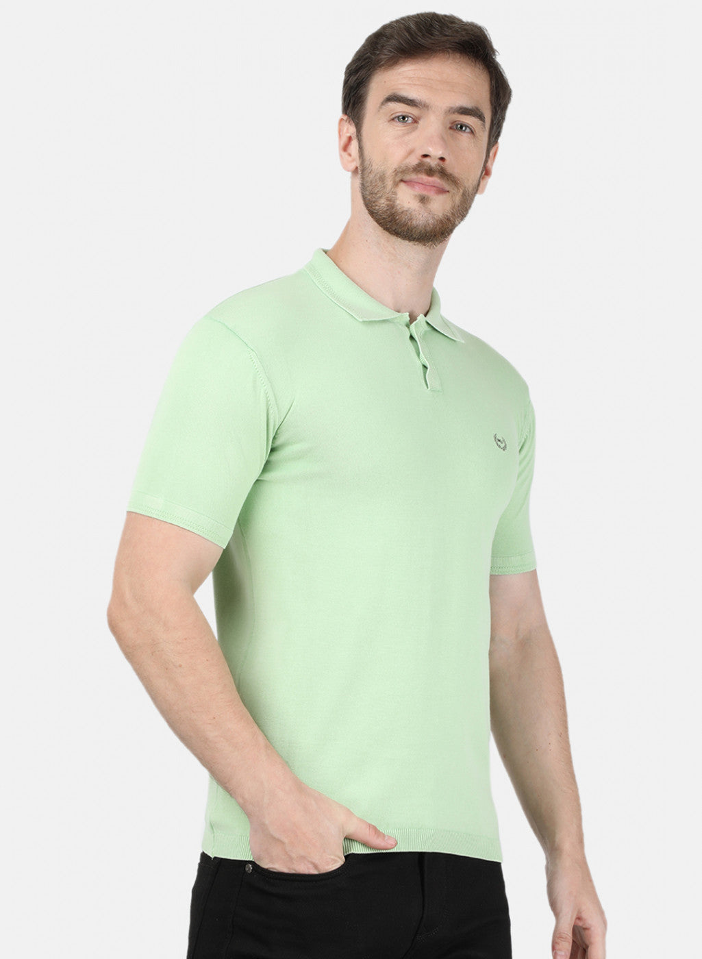 Mens Light Green Plain T-Shirt