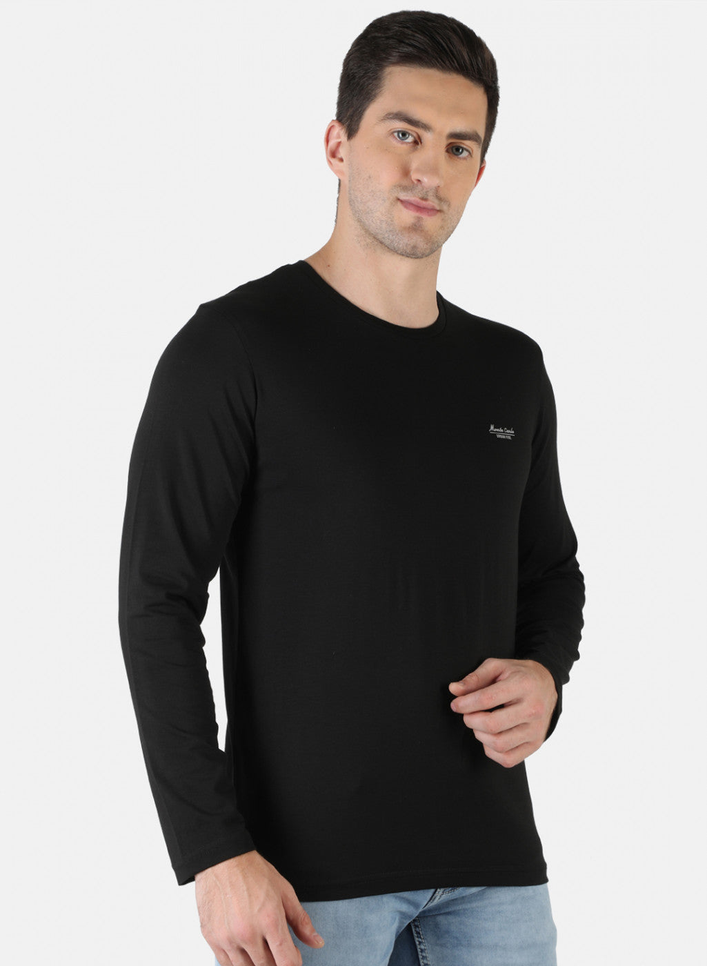 Men Black Plain T-Shirt