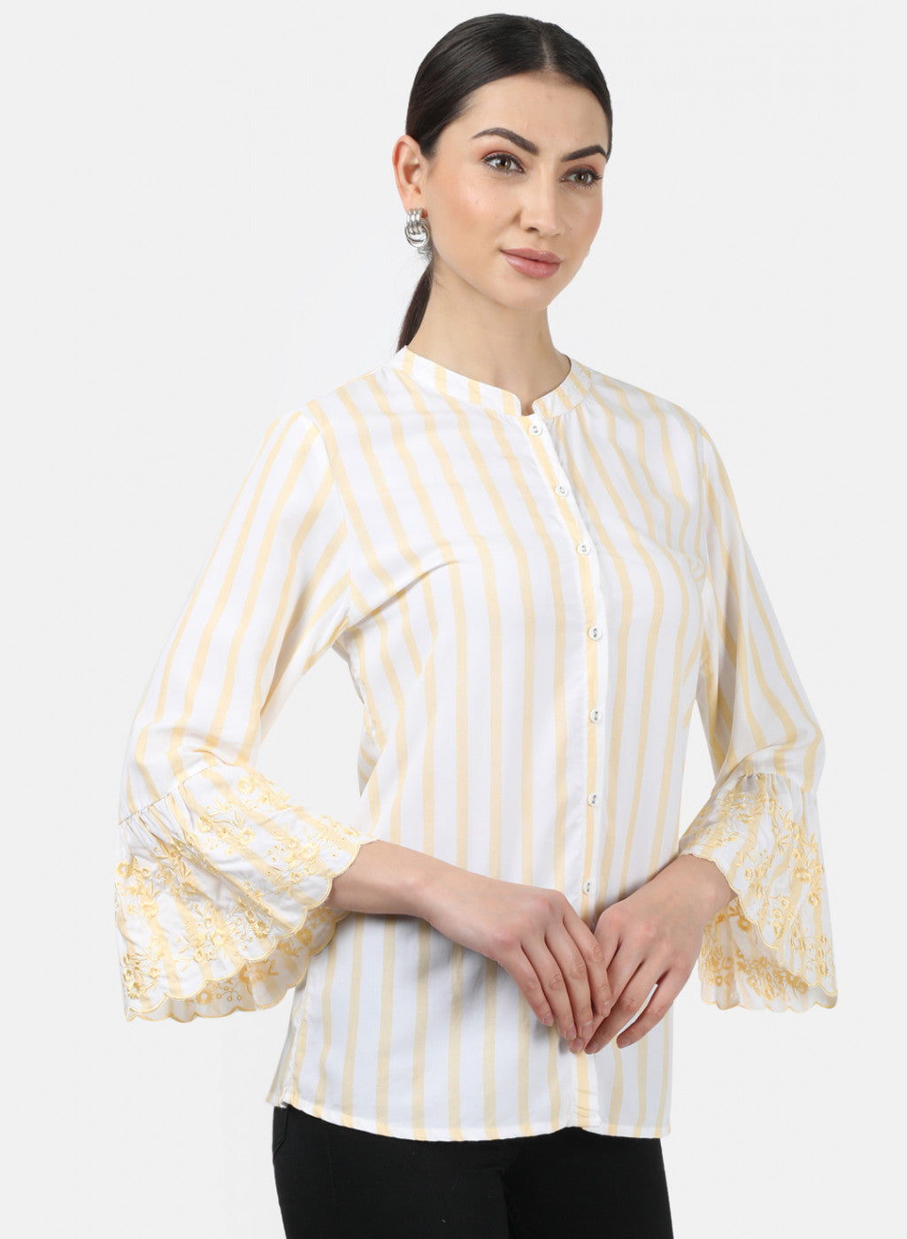 Womens Yellow Stripe Top