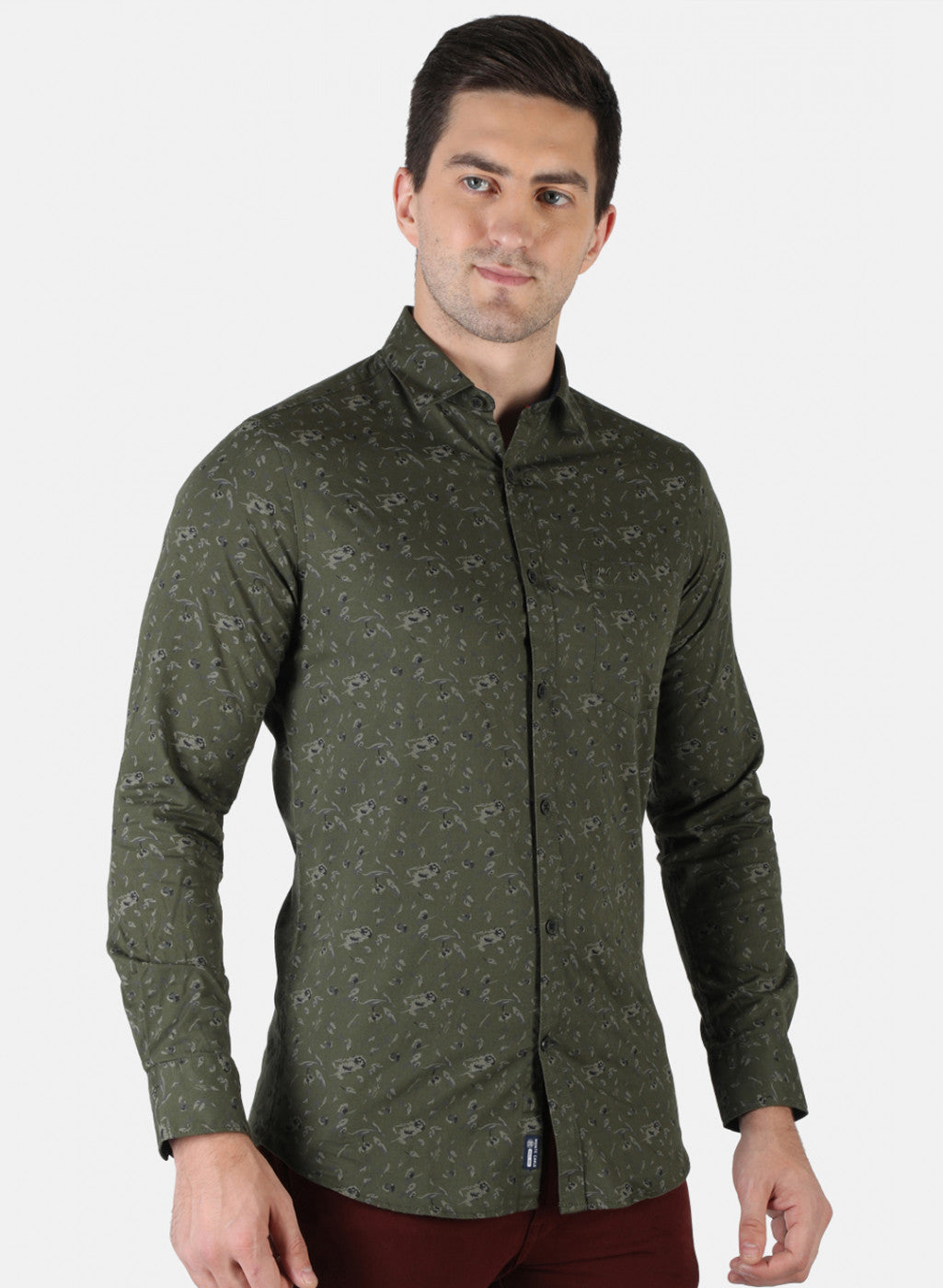Men Olive Printed Shirt