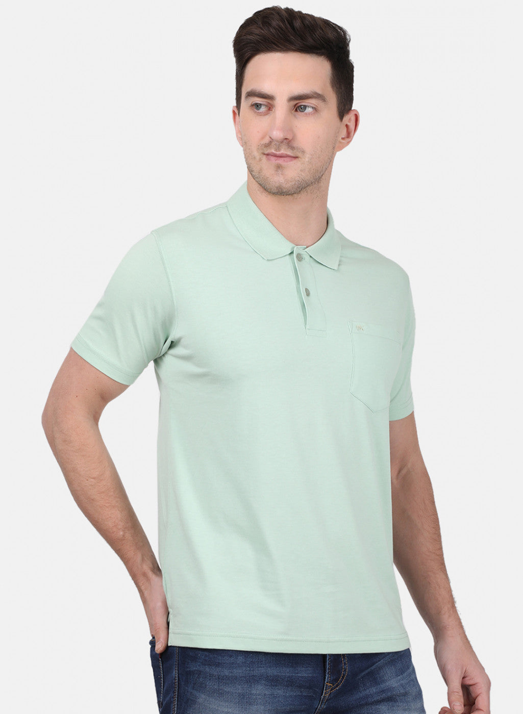 Mens Light Green Plain T-Shirt