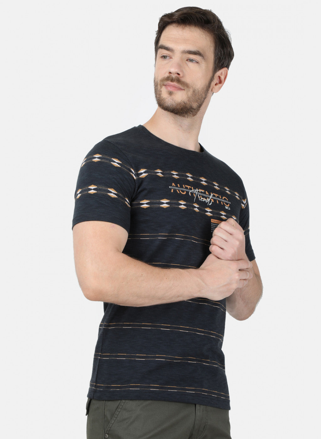 Mens Dark Grey Jaquard T-Shirt