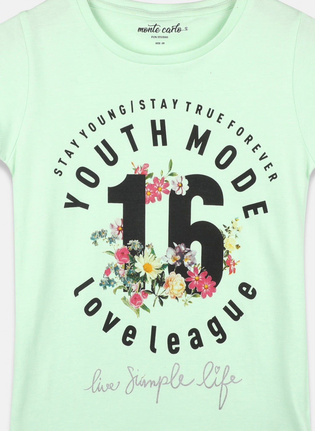 Girls Red & Green Printed Top 2 Pc