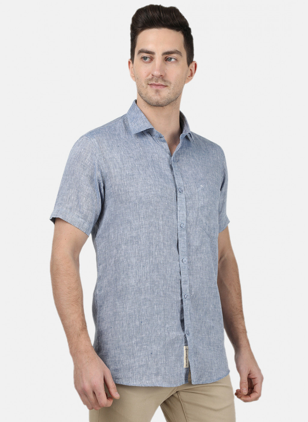 Mens Blue Solid Shirt