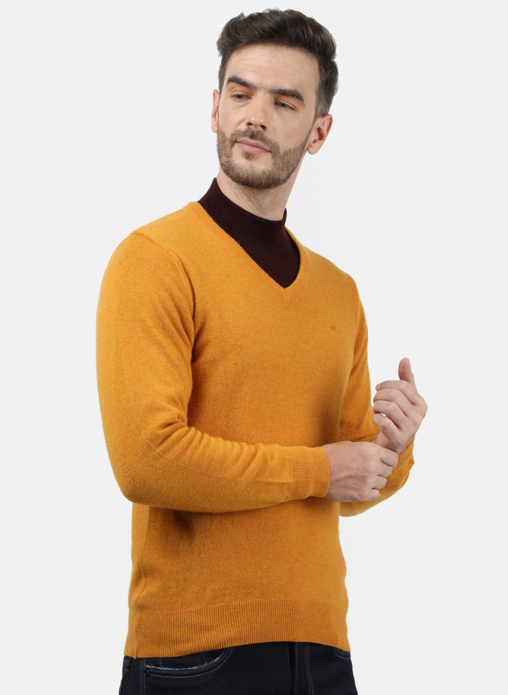 Men Yellow Solid Pullover