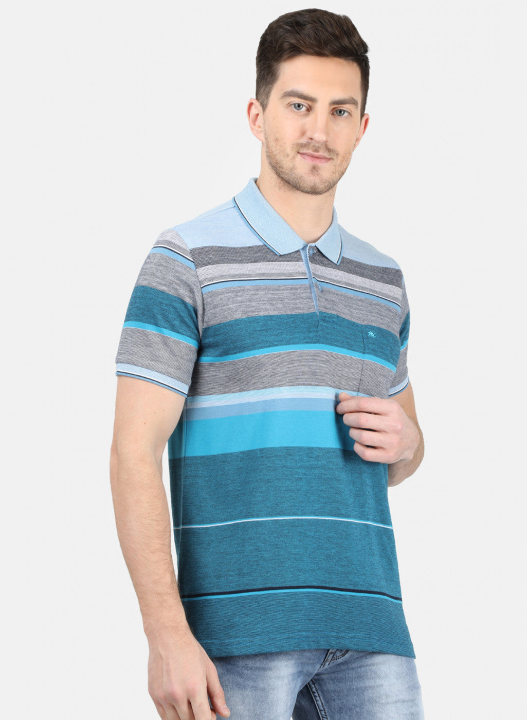 Mens Sky Blue Stripe T-Shirt