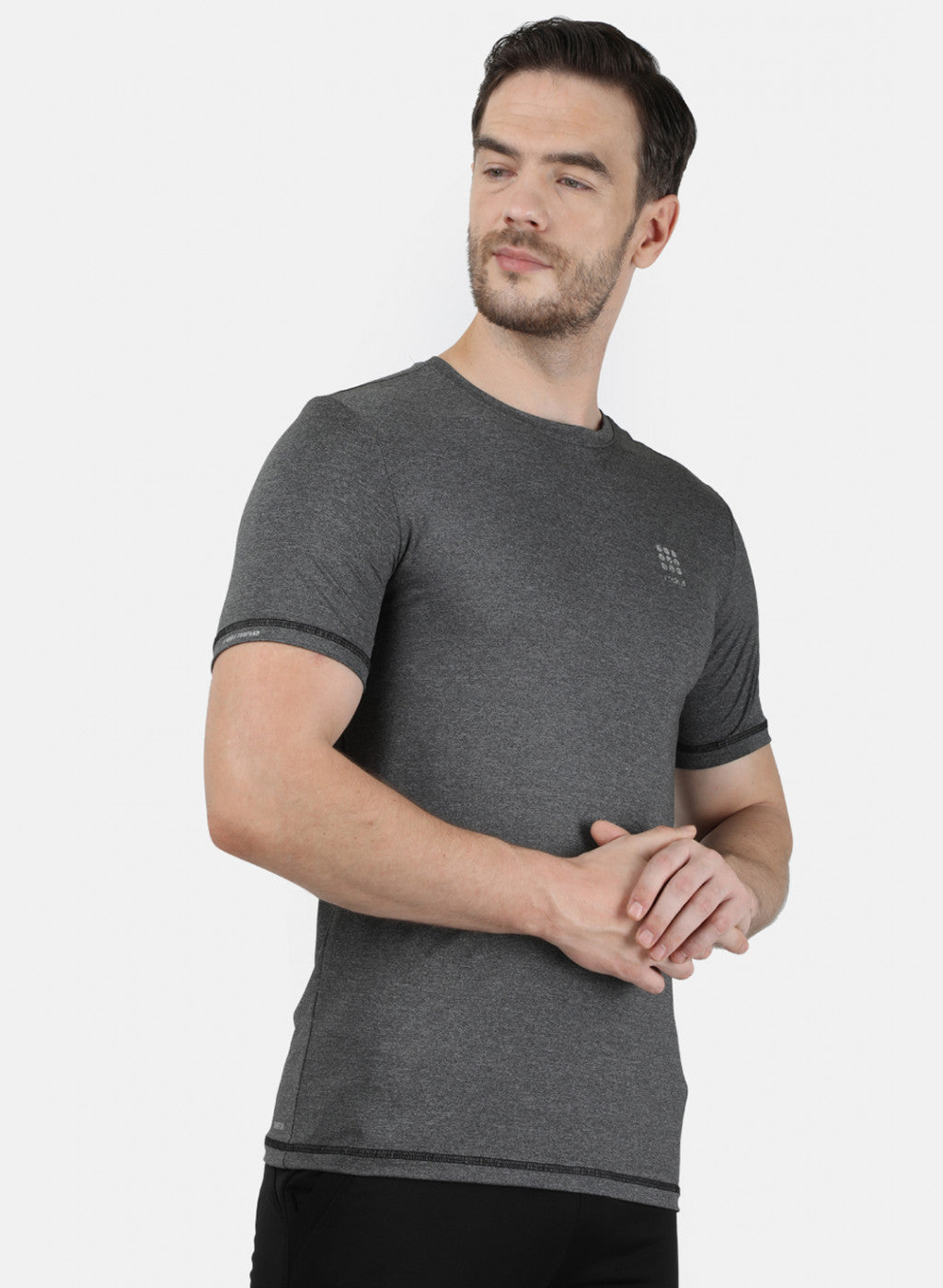 Rock.it Men Grey Plain T-Shirt