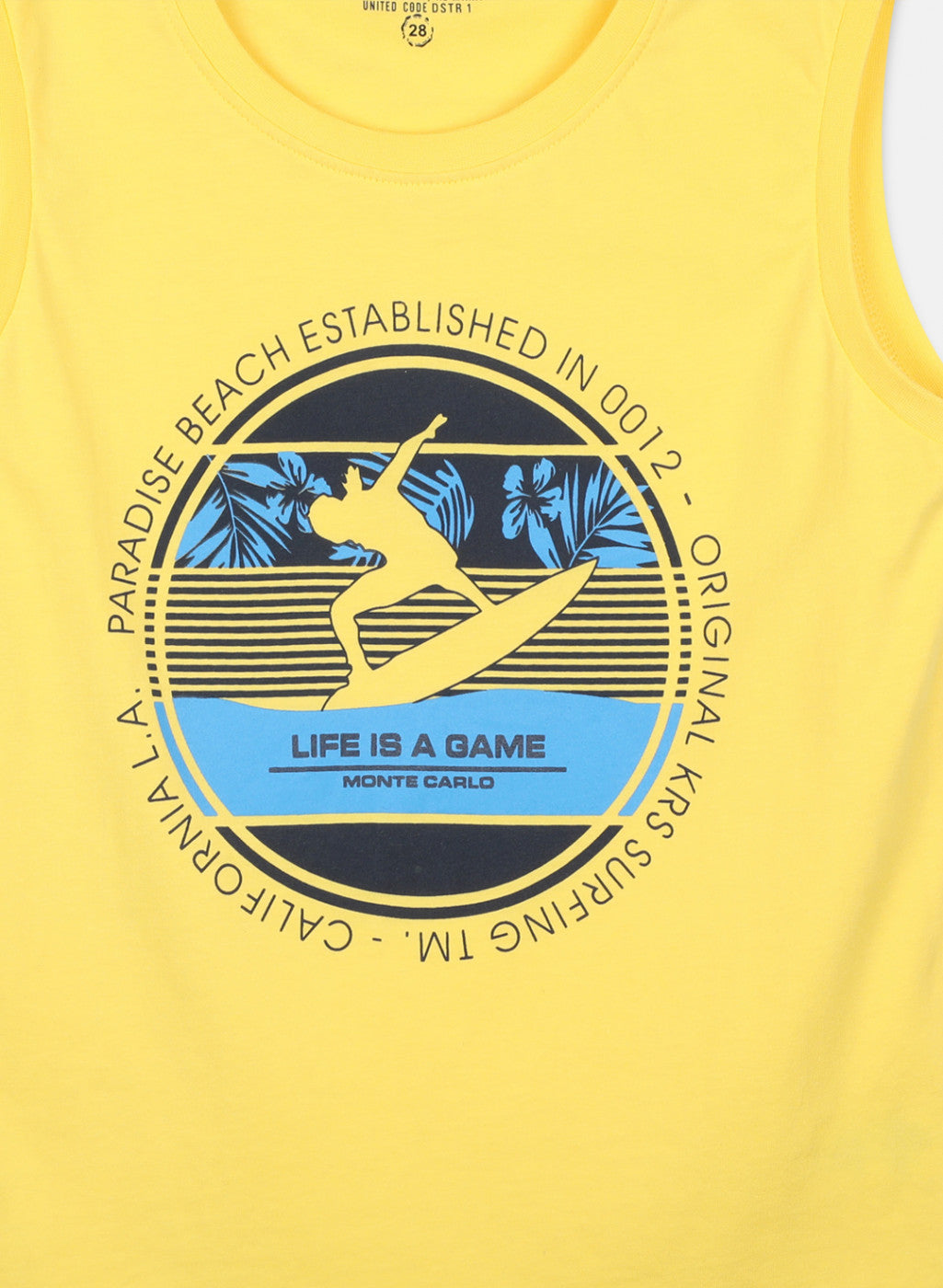 Boys Yellow & Blue Printed T-Shirt