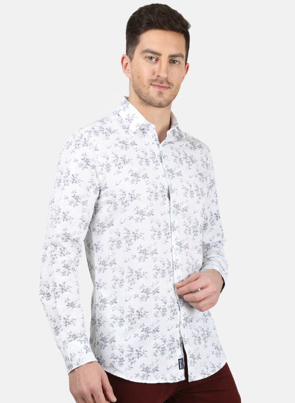 Mens White Printed Shirt