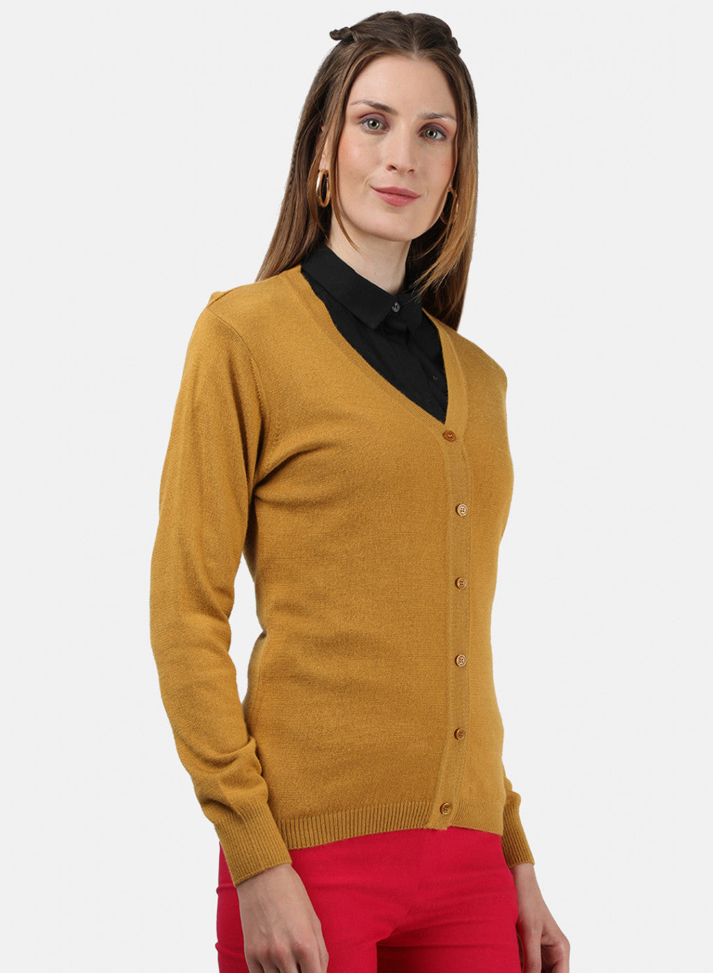 Women Yellow Solid Cardigan