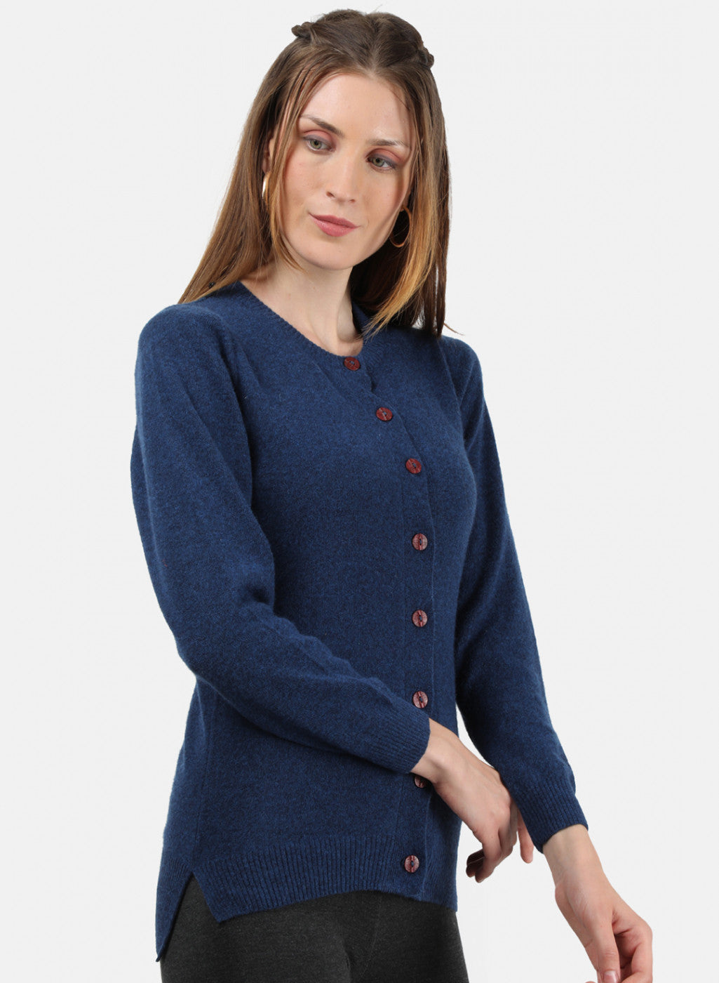 Women Blue Solid Cardigan