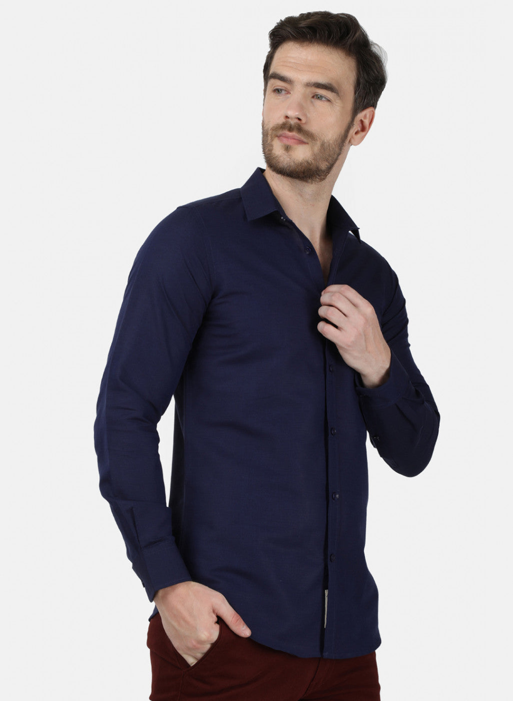 Mens NAvy Blue Solid Shirt
