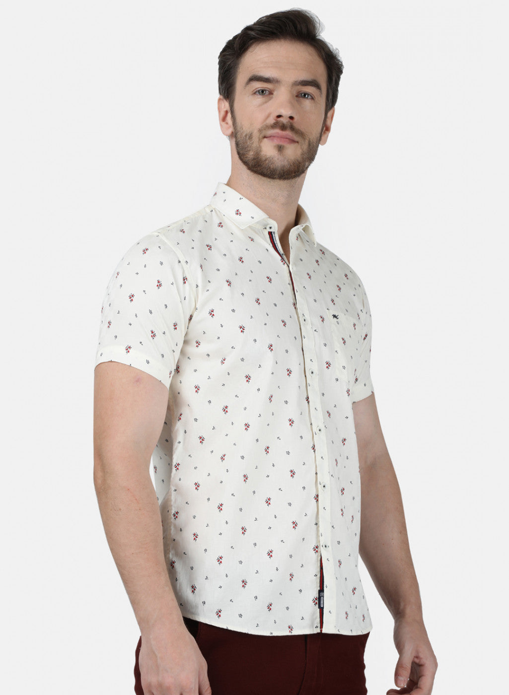 Mens Off White Printed Shirt