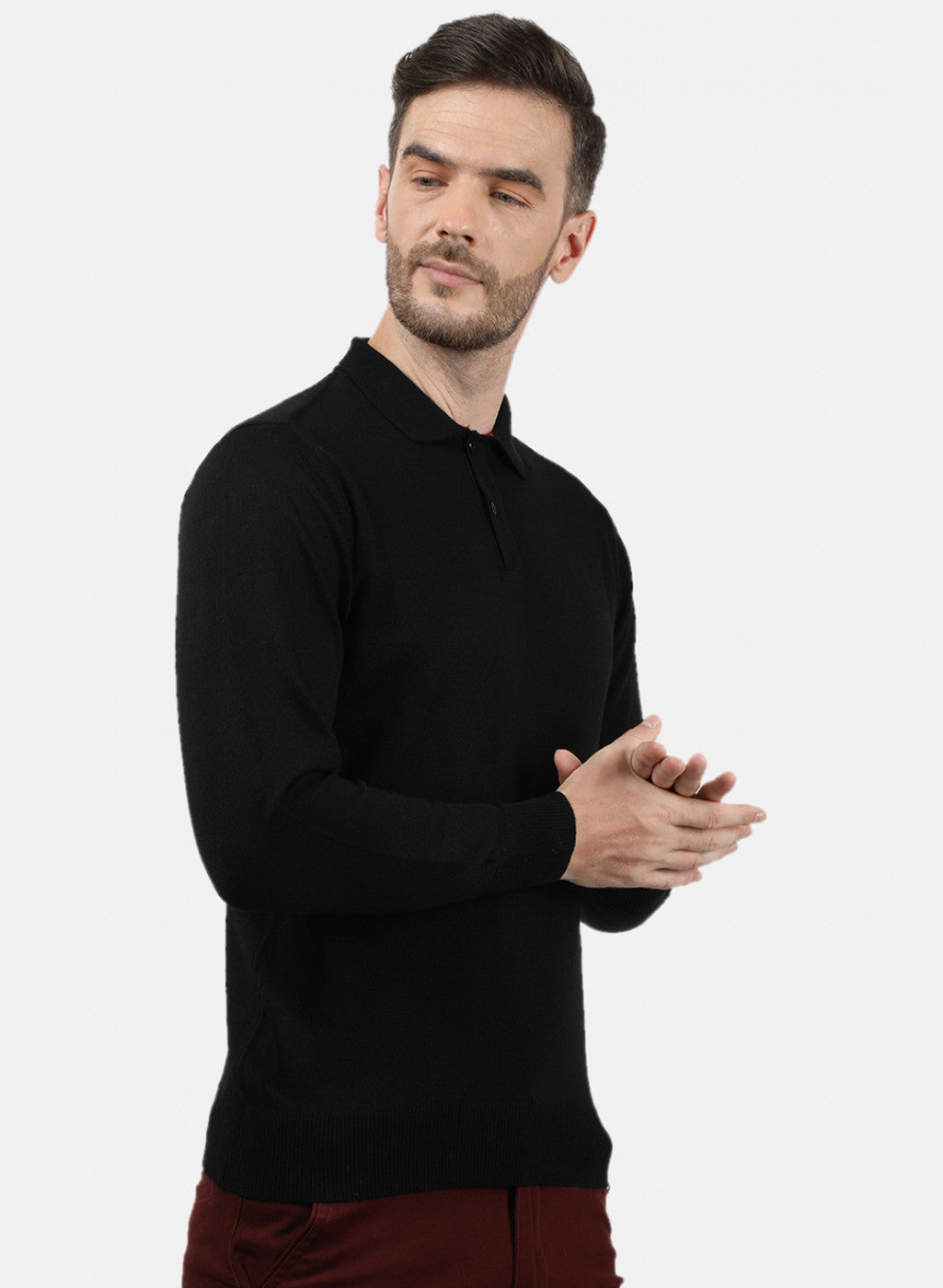 Men Black Collar T-Shirt