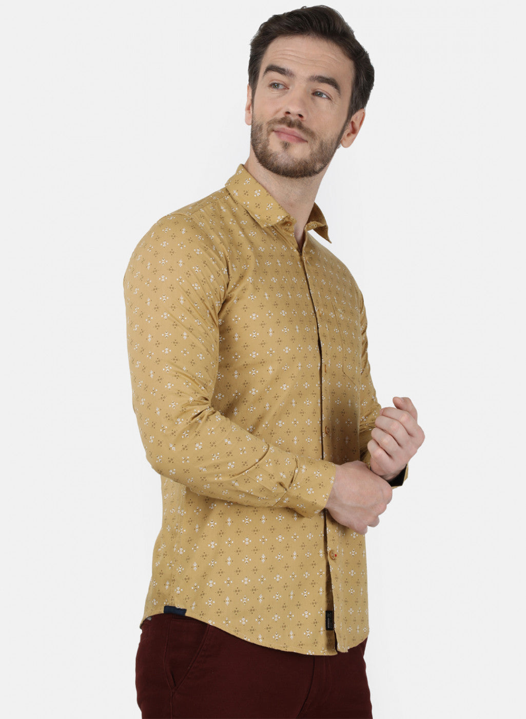 Mens Brown Printed Shirt