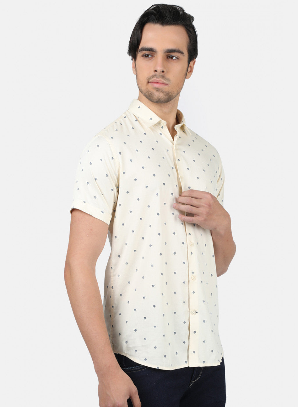 Men Beige Printed Shirts