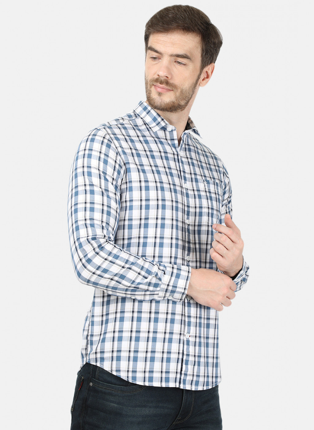 Mens Blue Check Shirt