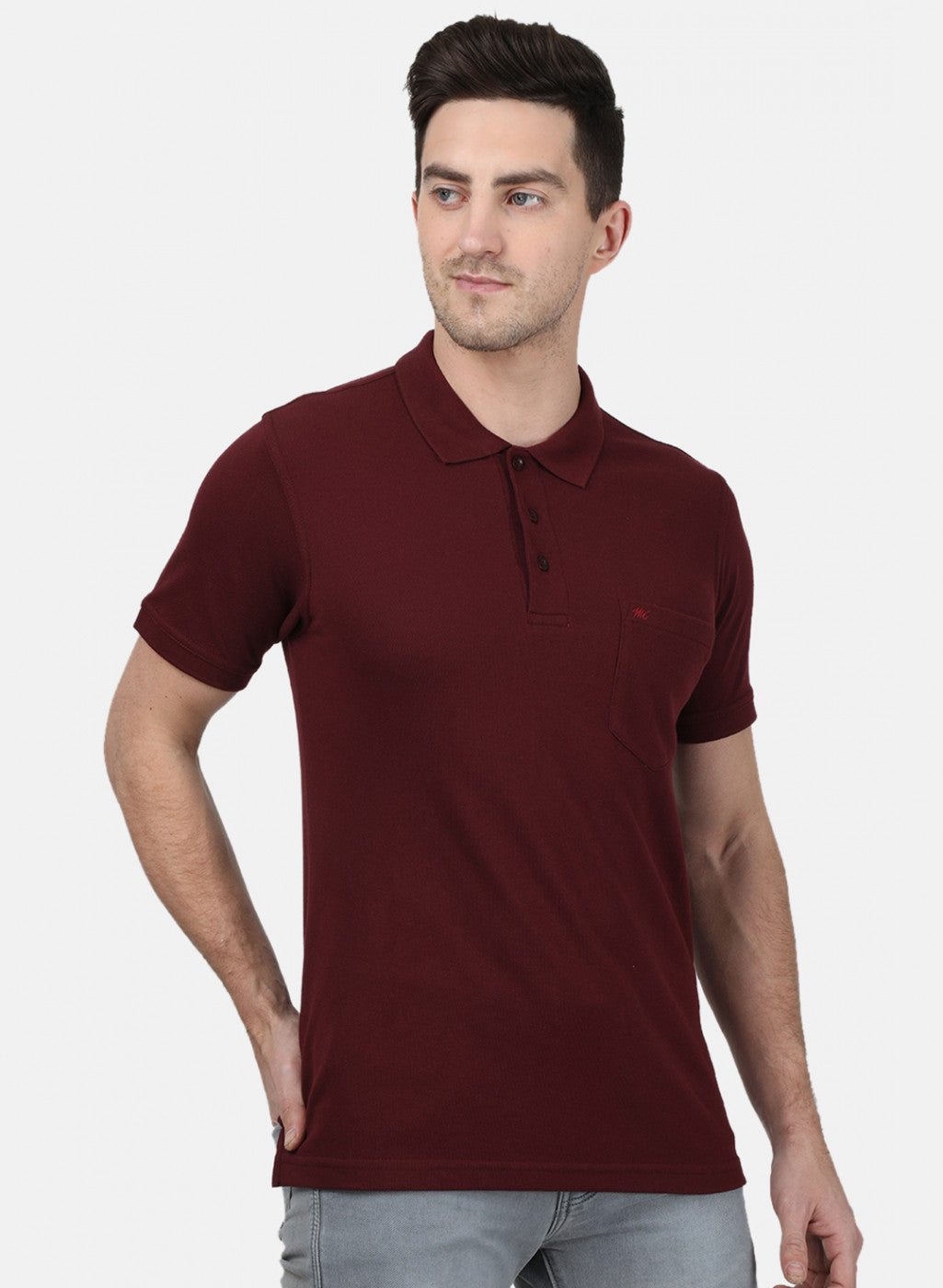 Mens Maroon Plain T-Shirt