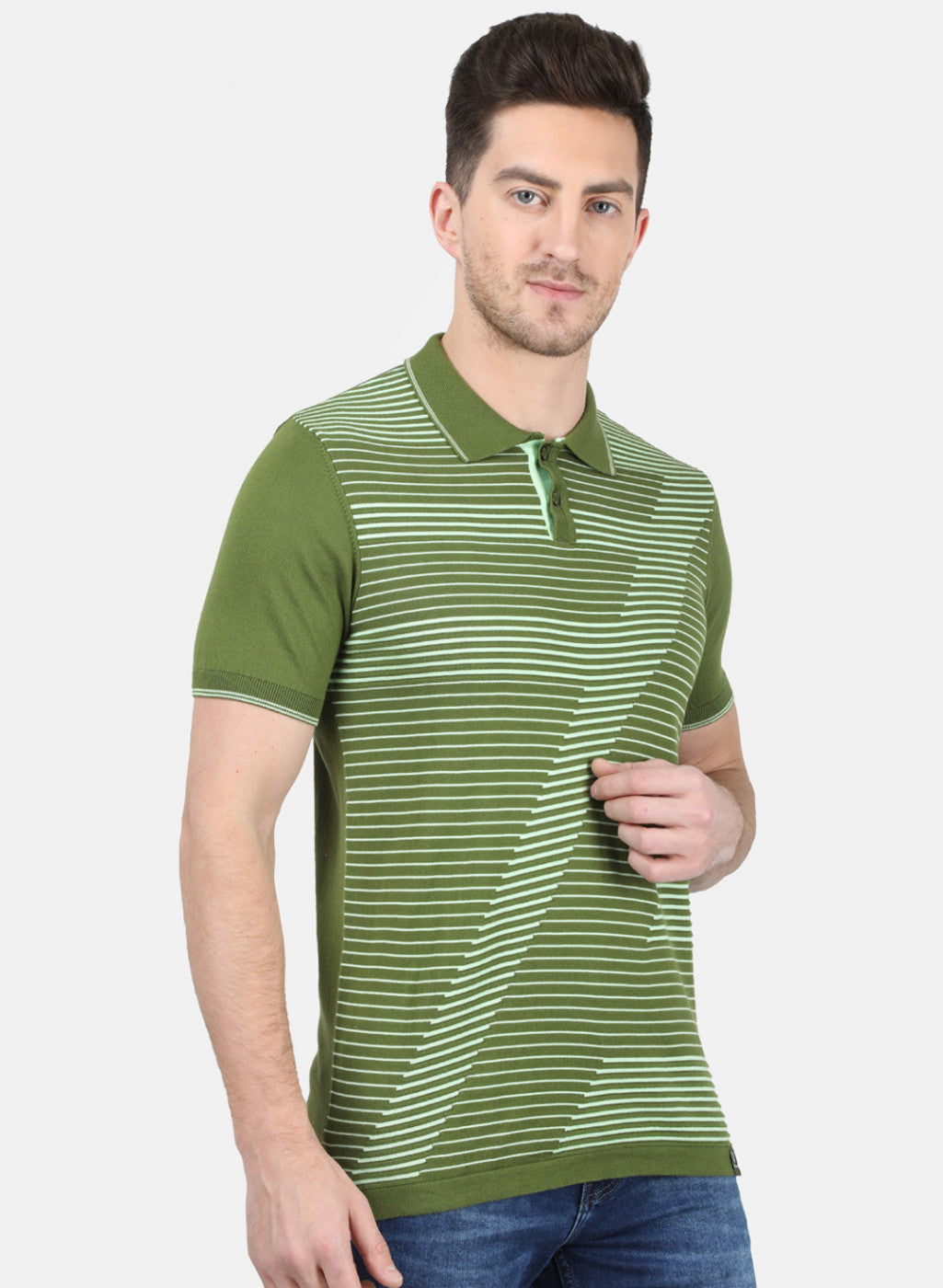 Mens Green Plain T-Shirt