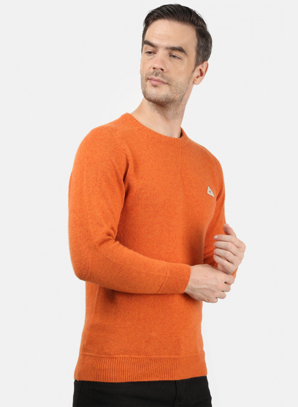 Men Orange Solid Pullover