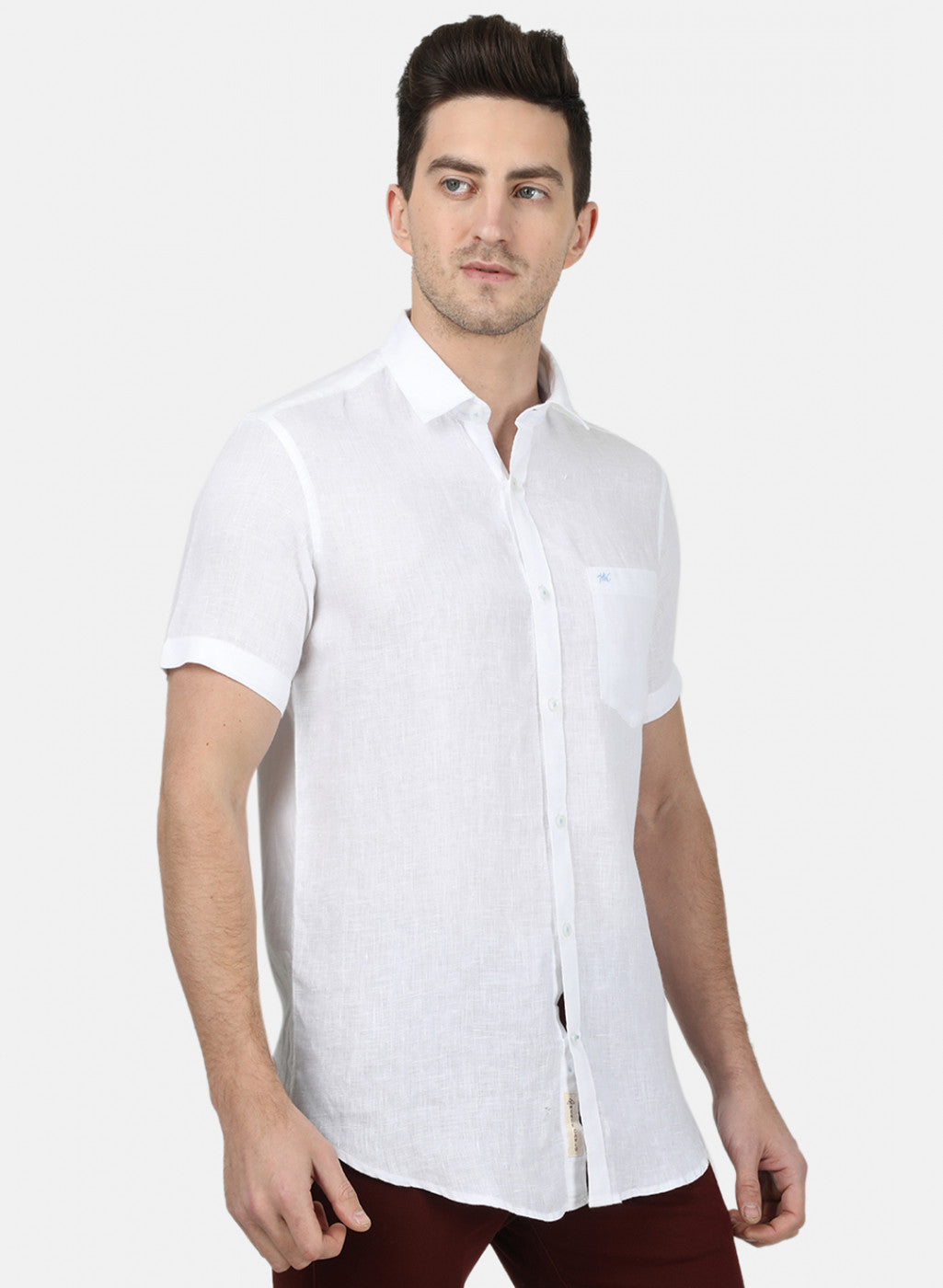 Mens White Solid Shirt