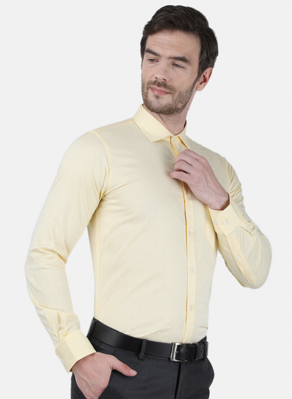 Mens Yellow Check Shirt