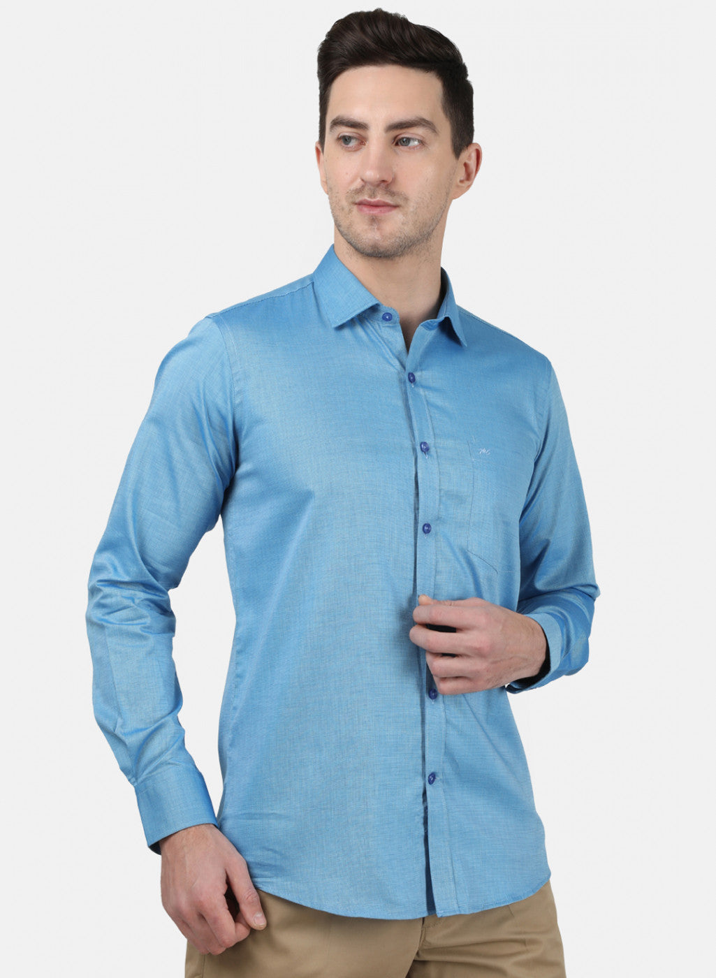 Mens Blue Printed Shirt