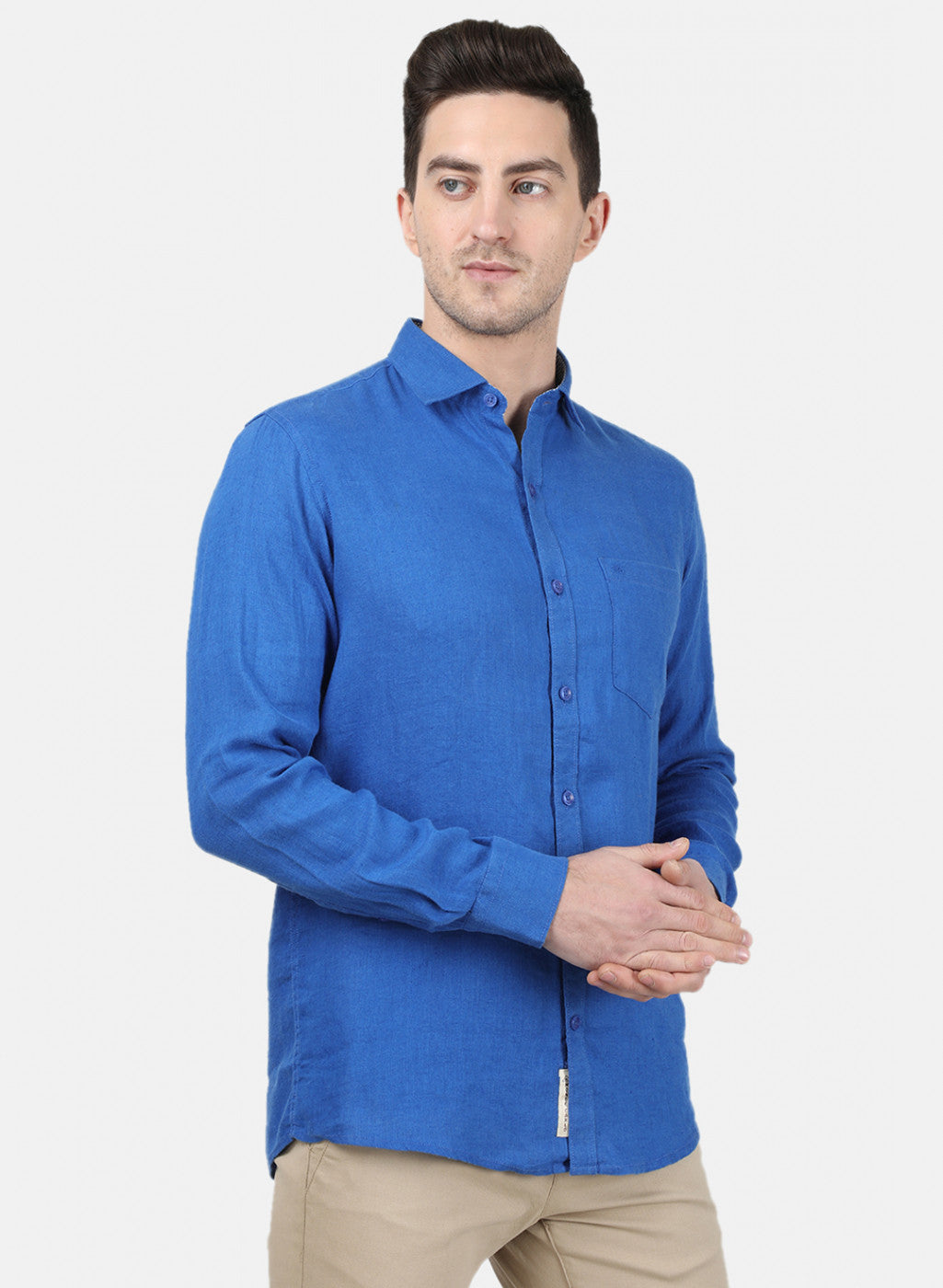 Mens Royal Blue Solid Shirt