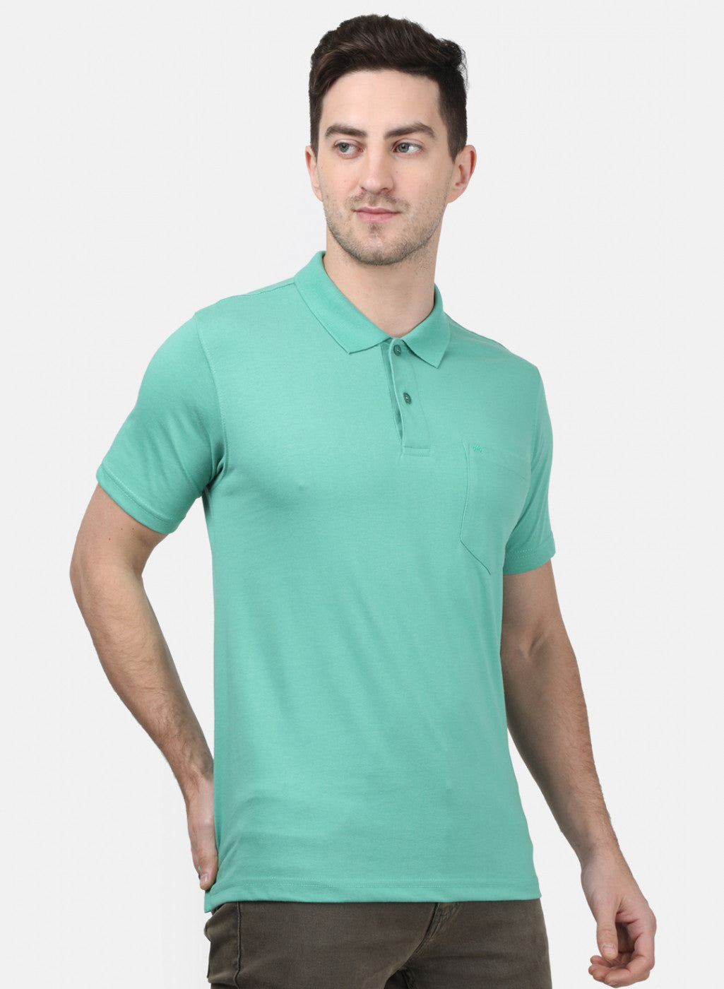 Mens Sea Green Plain T-Shirts