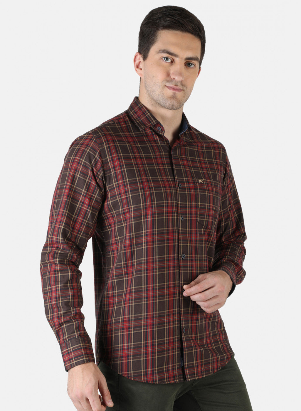 Men Brown Check Shirt
