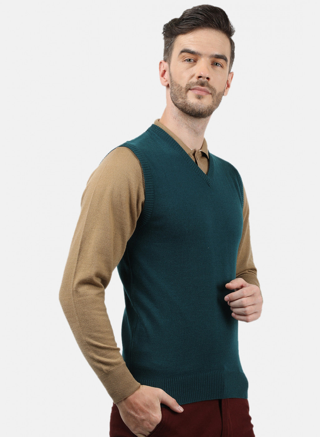 Men Blue Solid Sweater